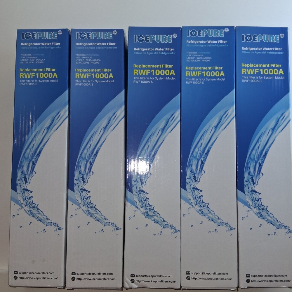Ice Pure RWF1000A Refrigerator Water Replacement Filter (Lot Of 5) New Sealed